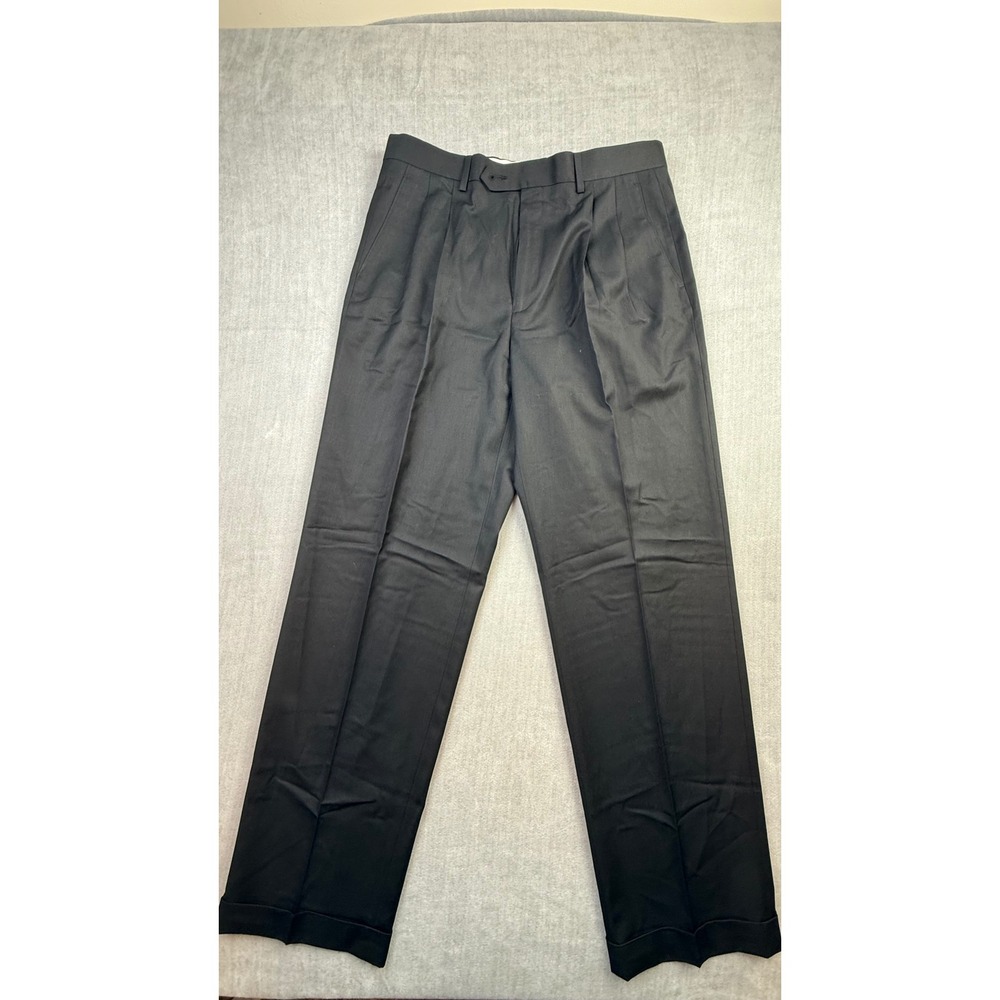 Lauren Ralph Lauren Mens Black Pleated Dress Pants Cuffed 33W x 32L NEILPDVX0001